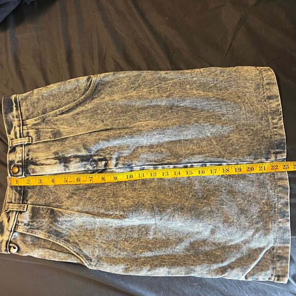 Vintage 80s Candies Acid Wash High Waist Pleated Pencil Skirt 7/8 - Picture 9 of 10